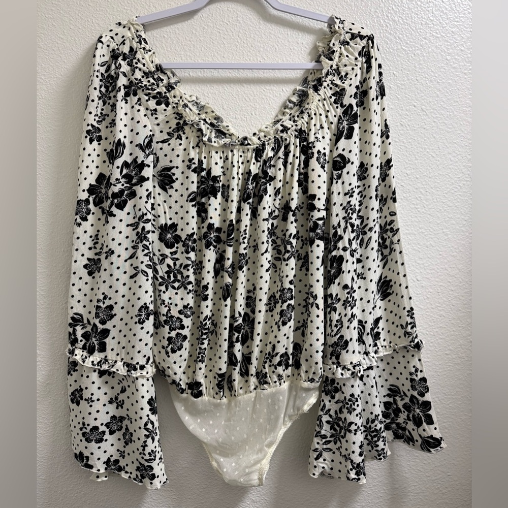 Intimately Free People One on One Bodysuit Snap Bottom Tea Combo Floral Small